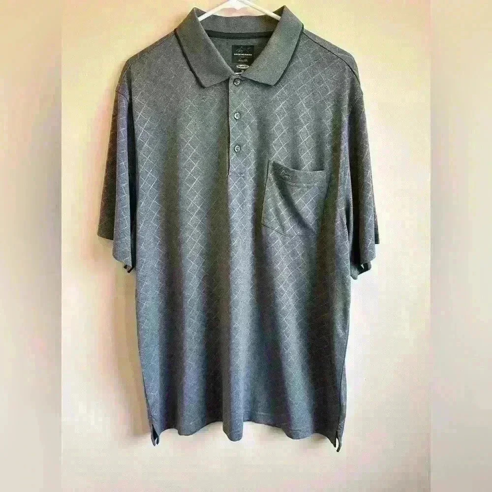 Greg‎ Norman For Tasso Elba Gray/Black Golf Polo Shirt - Men’s XL